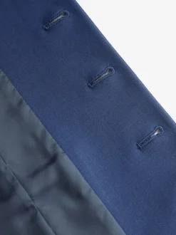 Blauw - Regular Fit Wool Blend Motionflex Waistcoat