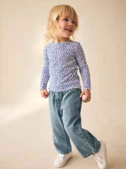 Blauw - Rib Long Sleeve Top (3mths-7yrs)