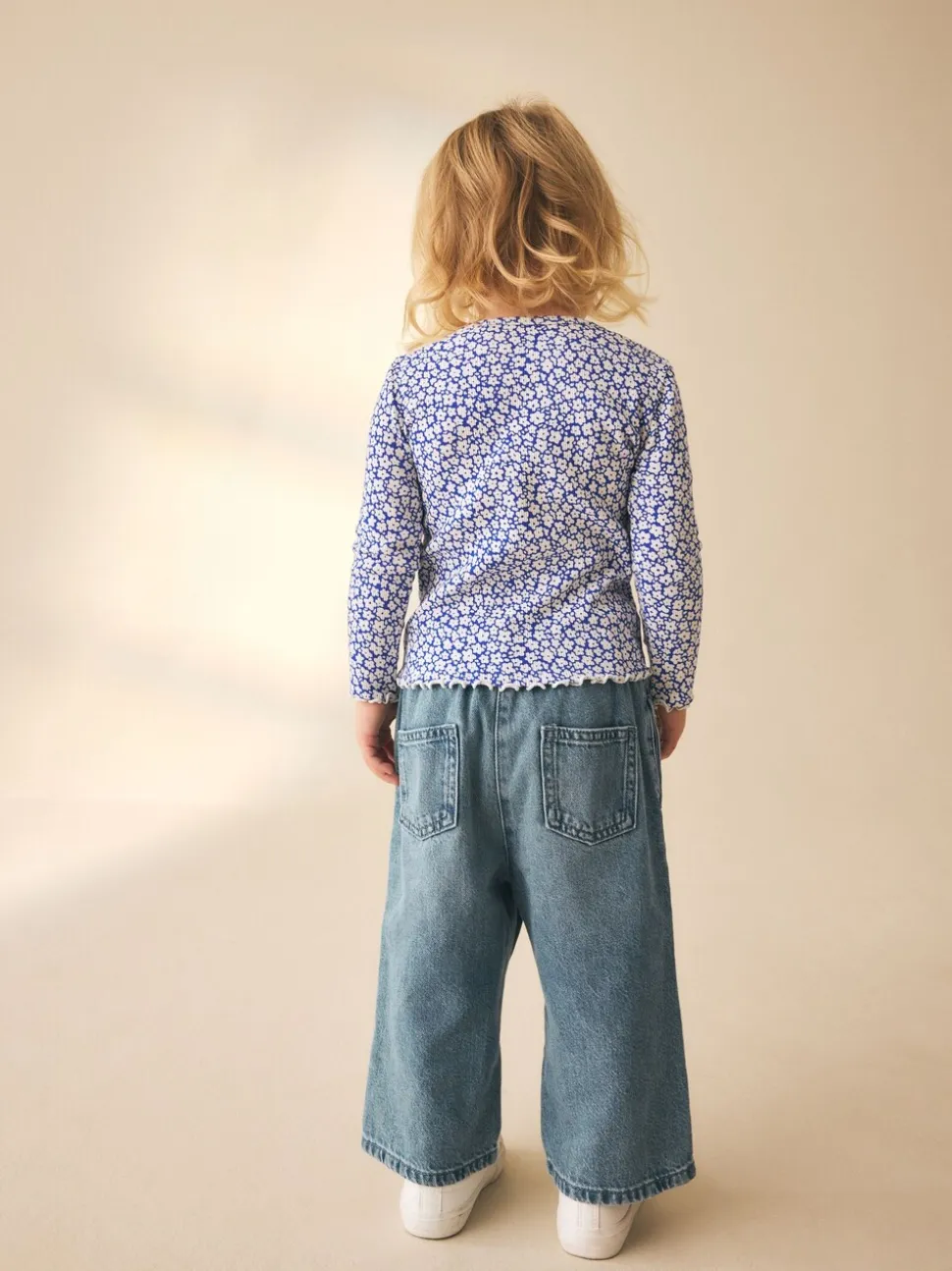 Blauw - Rib Long Sleeve Top (3mths-7yrs)