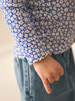 Blauw - Rib Long Sleeve Top (3mths-7yrs)
