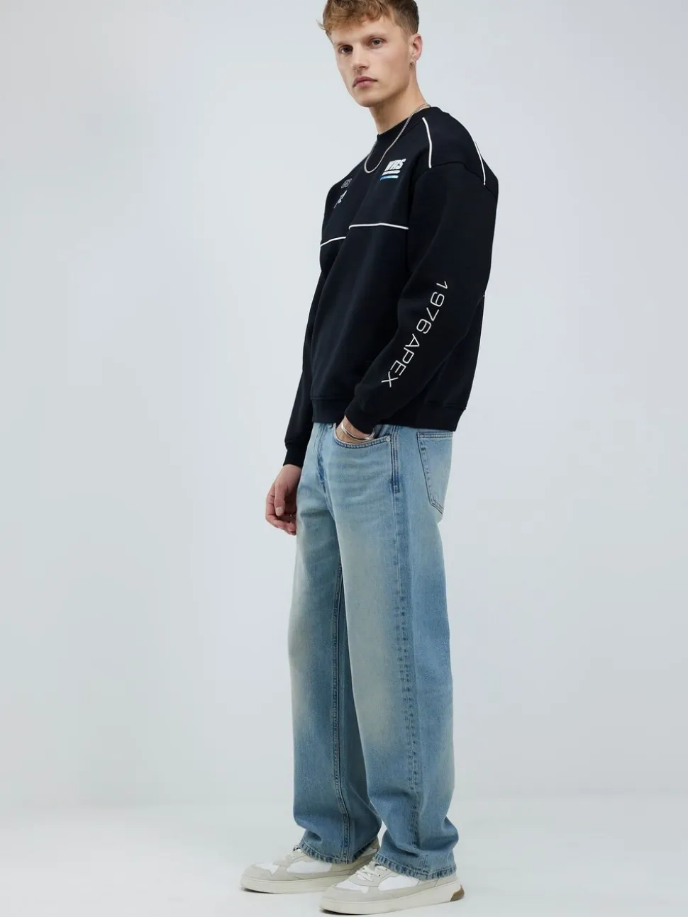 Blauw - River Island Loose Fit Washed Jeans