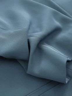 Blauw - Ruimvallend blazer met gerimpelde mouwen