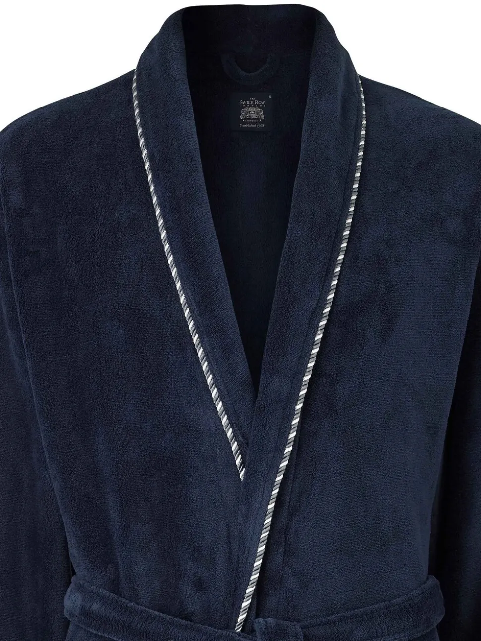 Blauw - Savile Row Company Lightweight Soft Fleece Rope Edge Dressing Gown