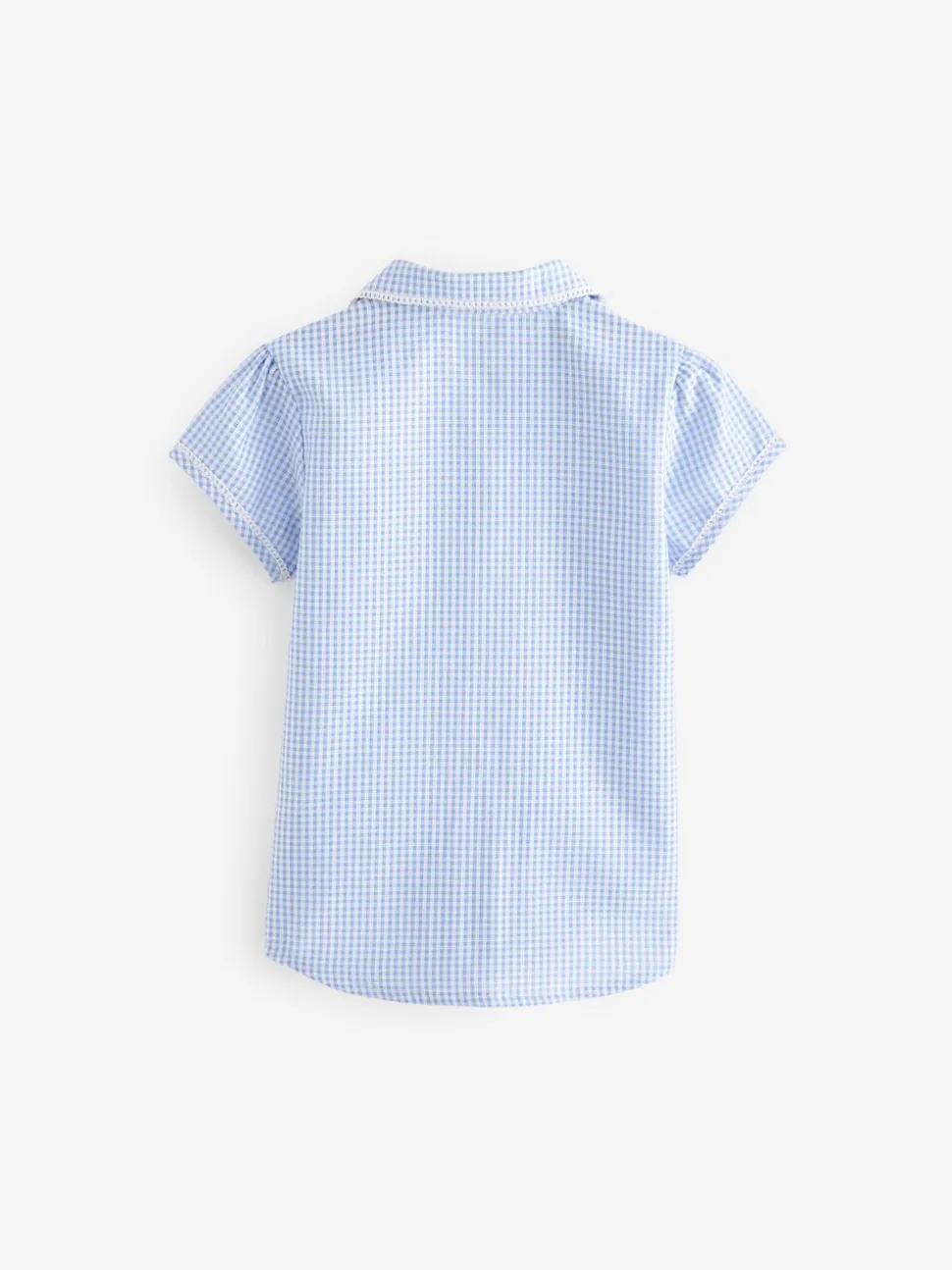 Blauw - Schoolblouse met gingham-ruit en hoog aandeel katoen (3-14jr)
