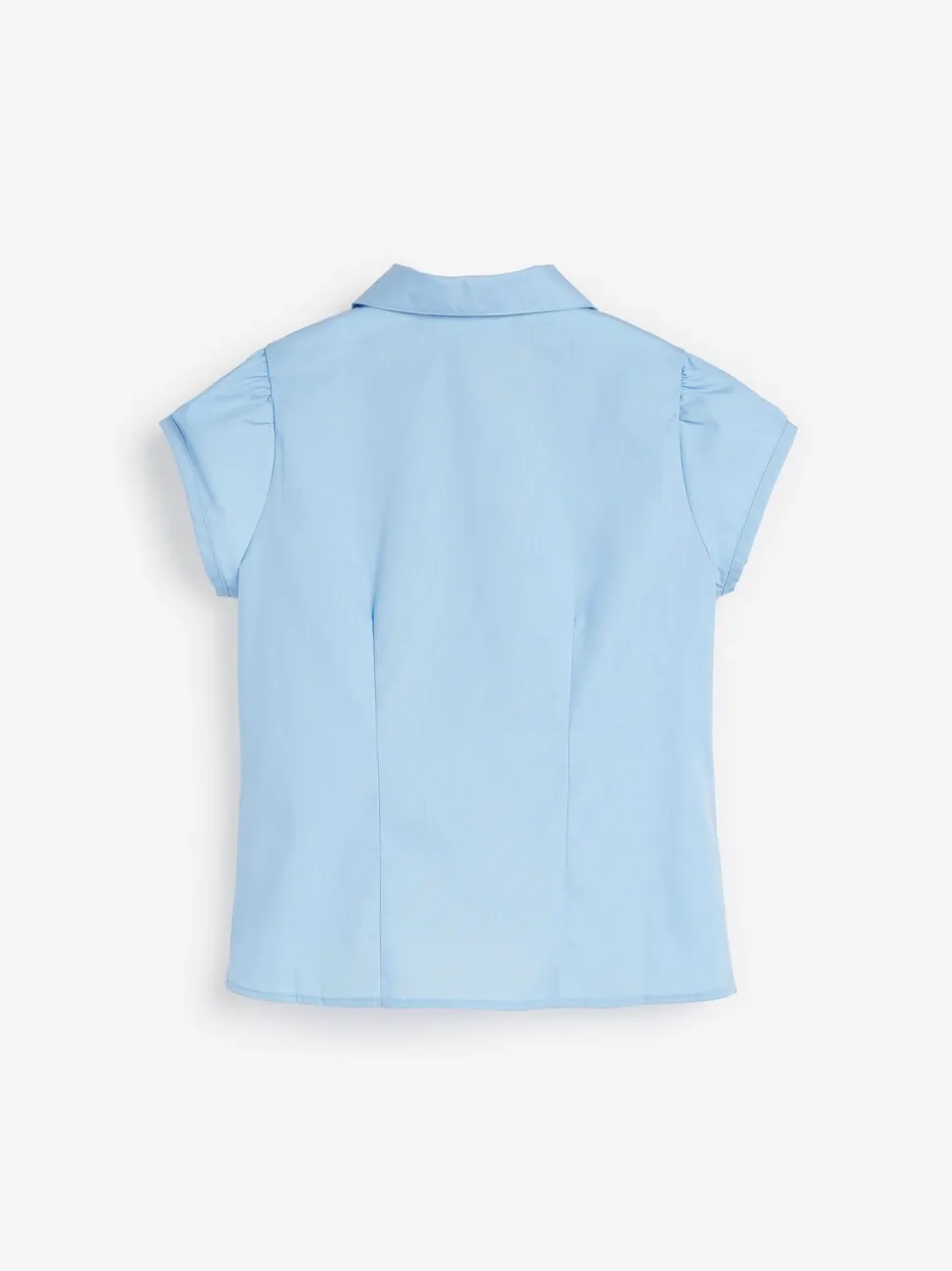 Blauw - Schoolblouse met pofmouwen en kantafwerking (3-14 jr)