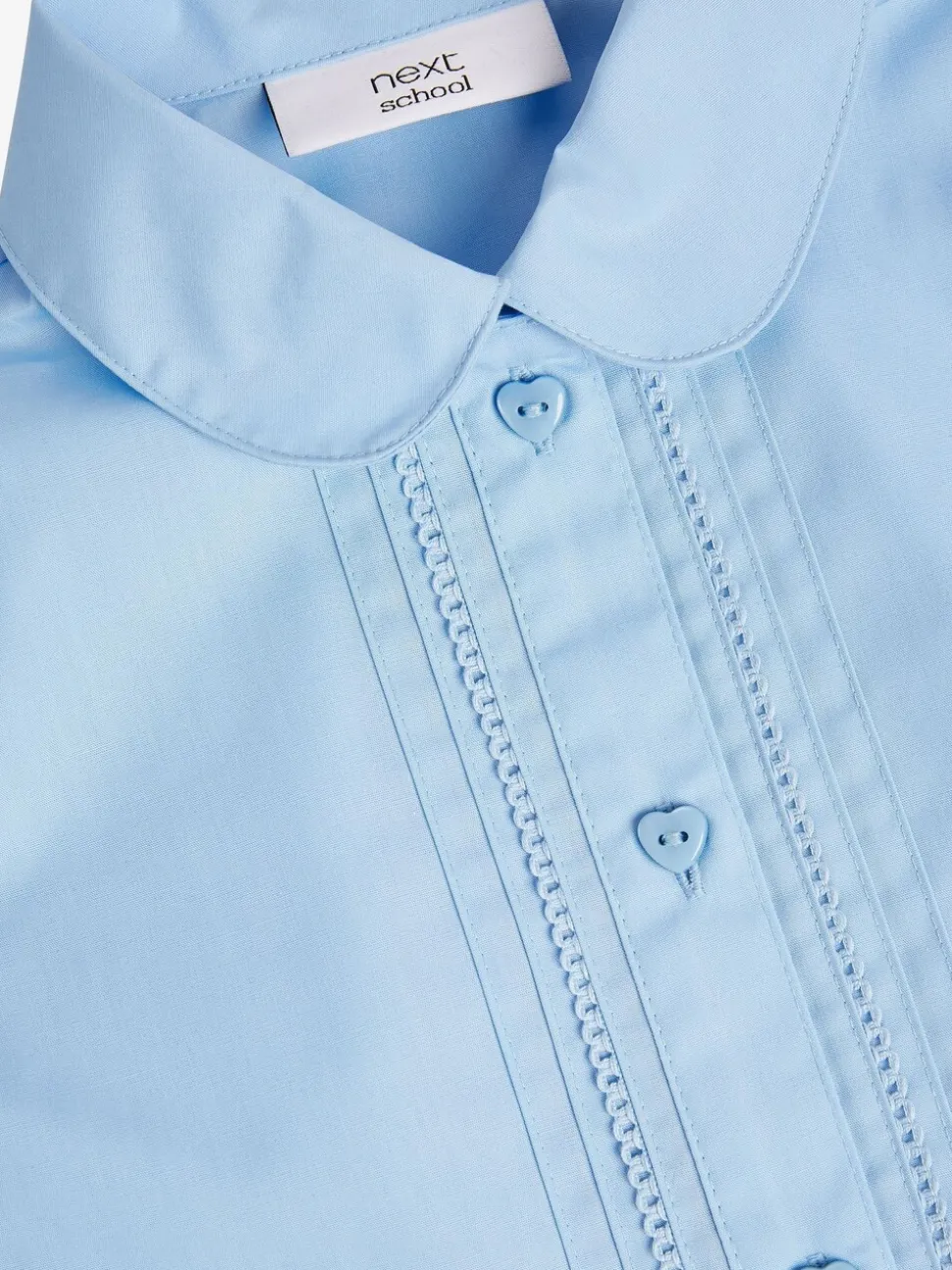 Blauw - Schoolblouse met pofmouwen en kantafwerking (3-14 jr)