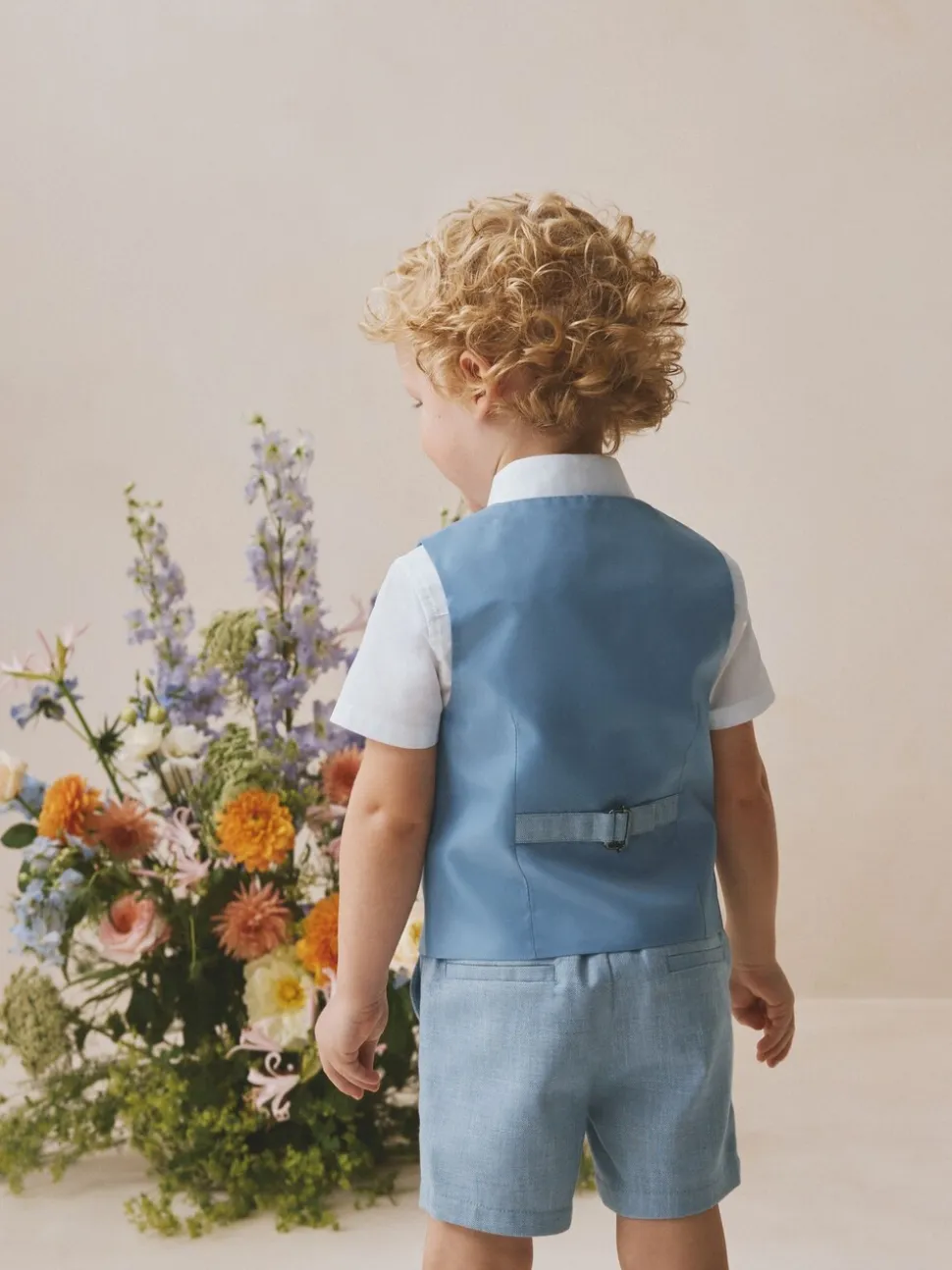 Blauw - Set met gilet, overhemd, korte broek & stropdas (3mnd-9jr)