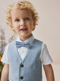Blauw - Set met gilet, overhemd, korte broek & stropdas (3mnd-9jr)
