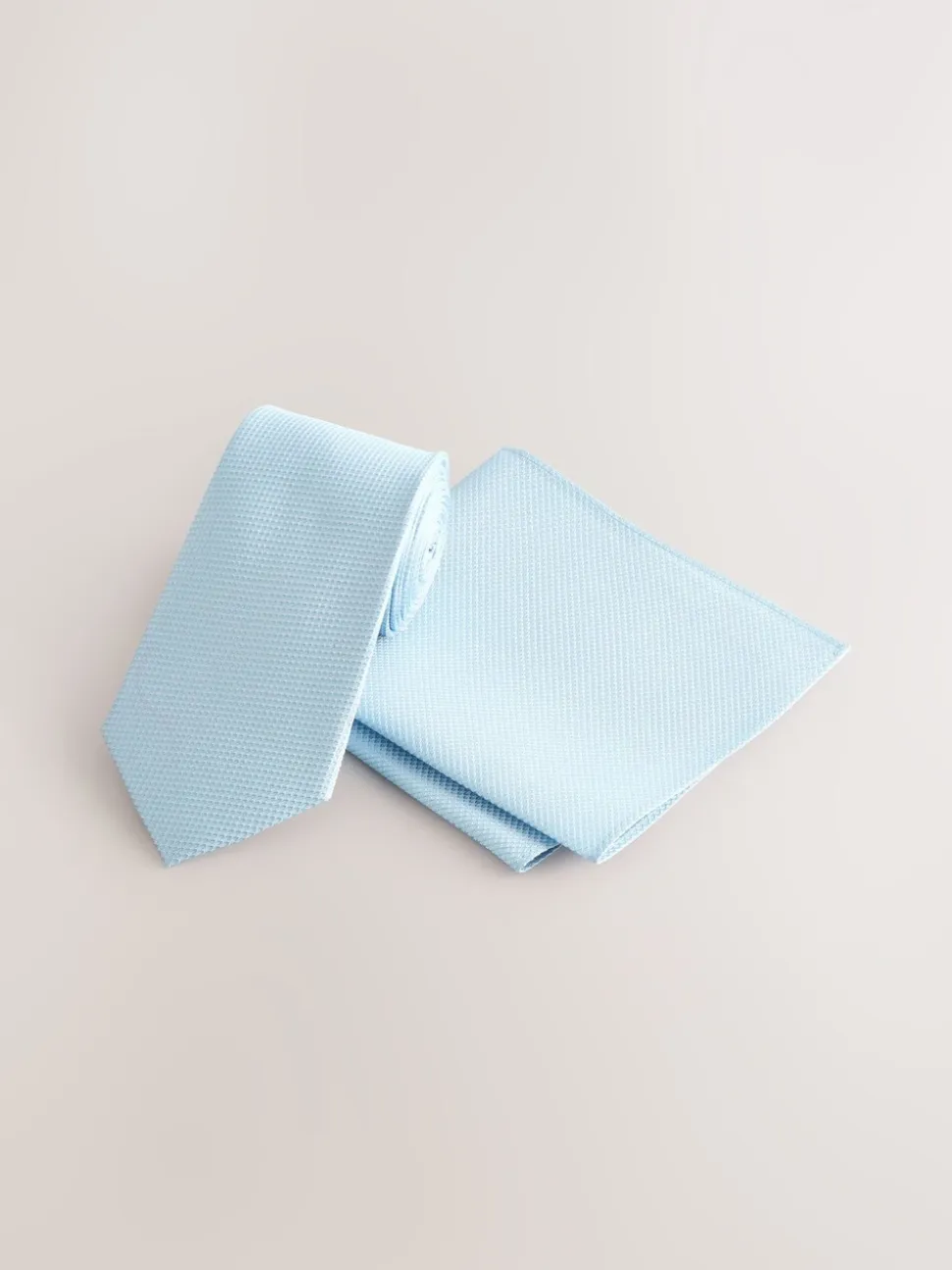 Blauw - Set met textuurrijke stropdas en pochet
