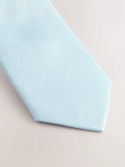 Blauw - Set met textuurrijke stropdas en pochet