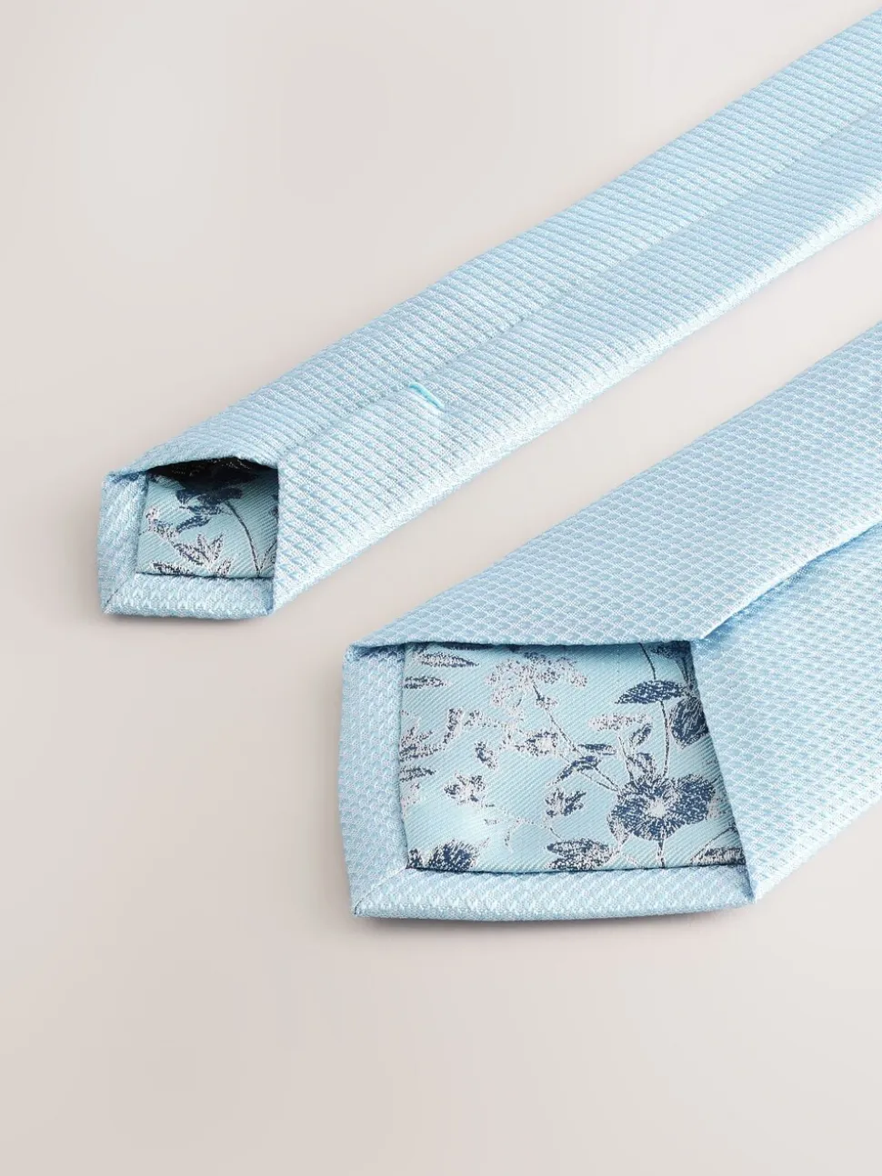 Blauw - Set met textuurrijke stropdas en pochet