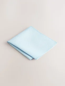 Blauw - Set met textuurrijke stropdas en pochet
