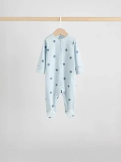 Blauw - Set van 7 Baby Popper-slaappakjes (0mnd-2jr)