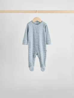 Blauw - Set van 7 Baby Popper-slaappakjes (0mnd-2jr)