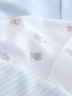 Blauw - Set van 3 babymutsen met gestrikte bovenkant (0-12mnd)