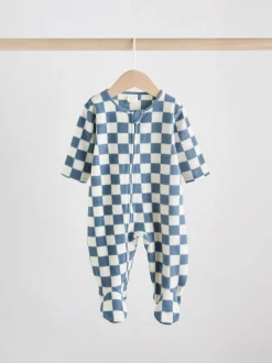 Blauw - Set van 2 baby-onesies van microfleece met tweewegrits