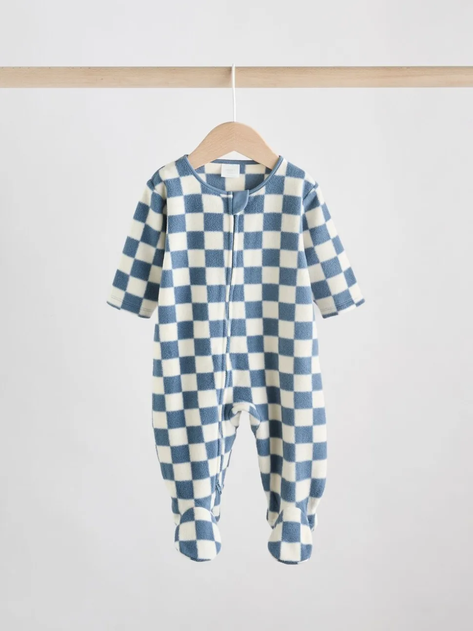 Blauw - Set van 2 baby-onesies van microfleece met tweewegrits