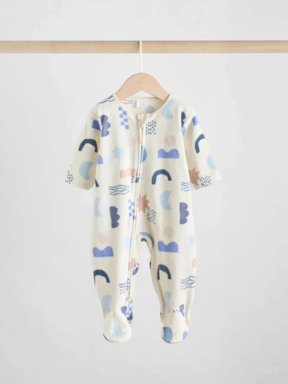 Blauw - Set van 2 baby-onesies van microfleece met tweewegrits