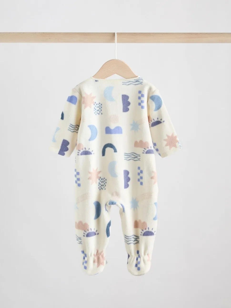 Blauw - Set van 2 baby-onesies van microfleece met tweewegrits