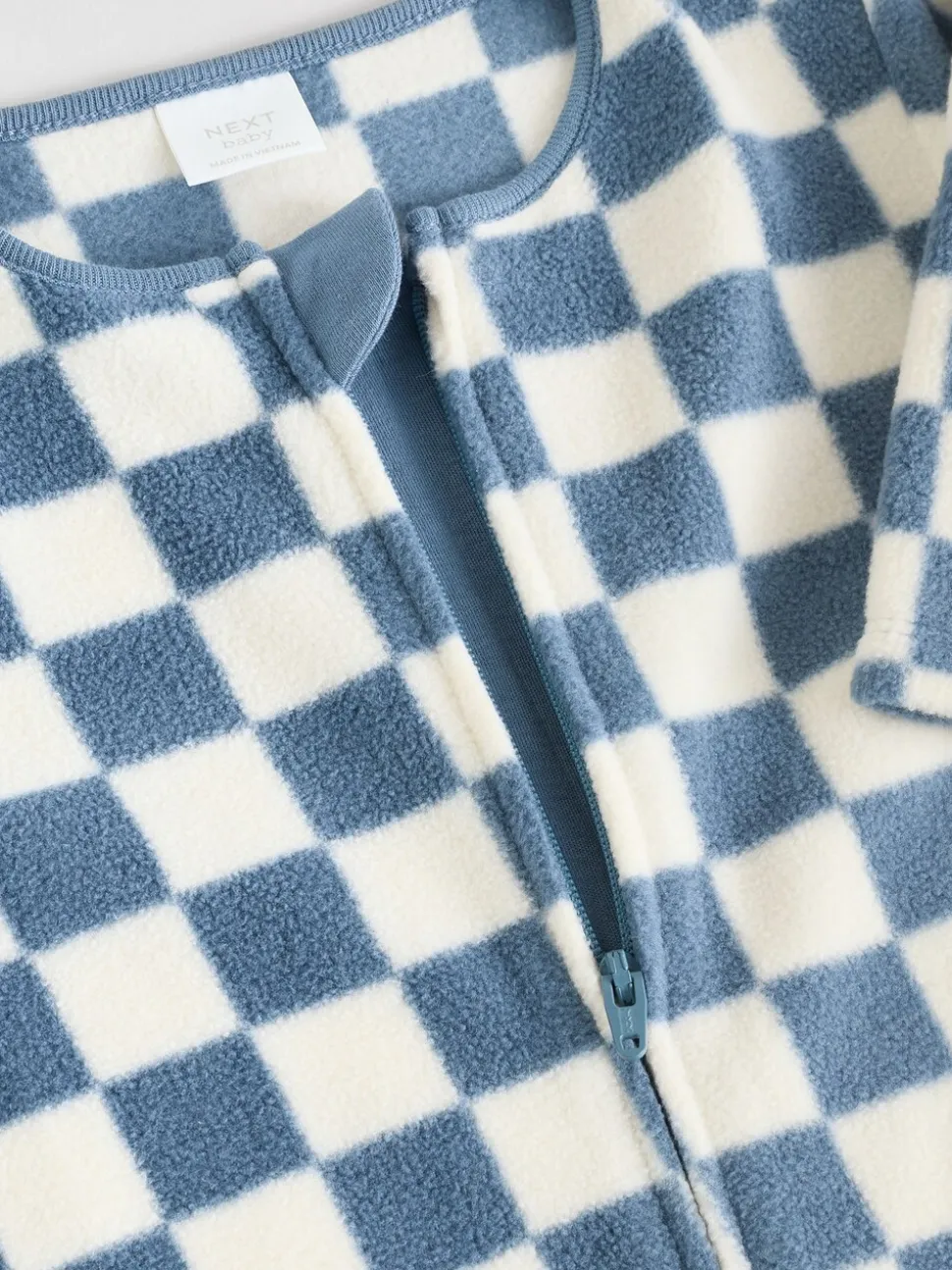 Blauw - Set van 2 baby-onesies van microfleece met tweewegrits