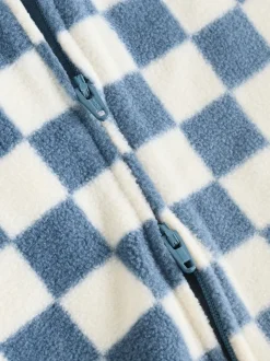 Blauw - Set van 2 baby-onesies van microfleece met tweewegrits