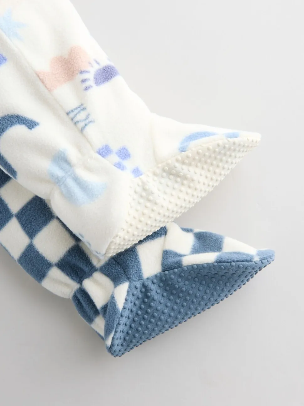 Blauw - Set van 2 baby-onesies van microfleece met tweewegrits