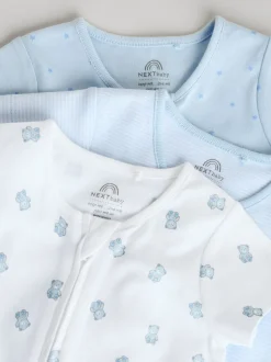 Blauw - Set van 3 babyrompertjes met rits (0 mnd-3 jr)