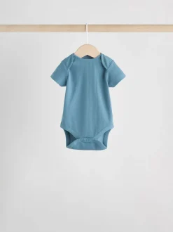Blauw - Set van 5 babyrompertjes met korte mouwen