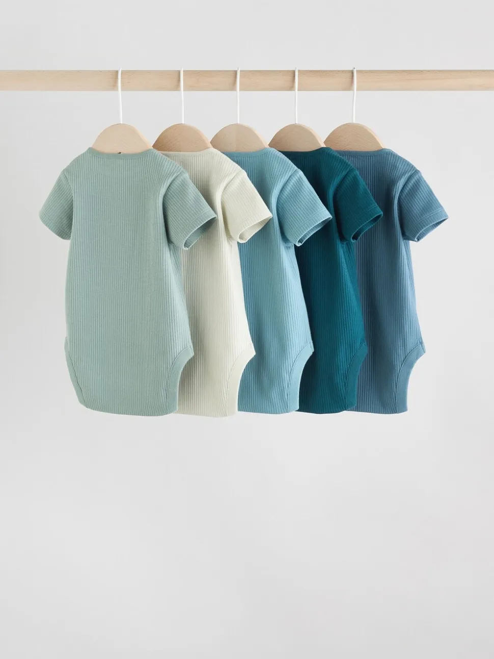 Blauw - Set van 5 babyrompertjes met korte mouwen