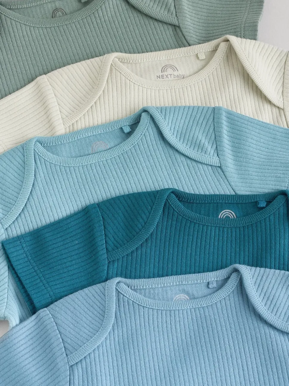 Blauw - Set van 5 babyrompertjes met korte mouwen