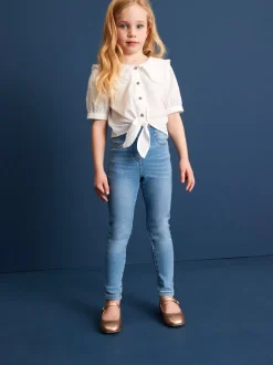 Blauw - Set van 2 jeggings met elastische taille (3-16 jr)