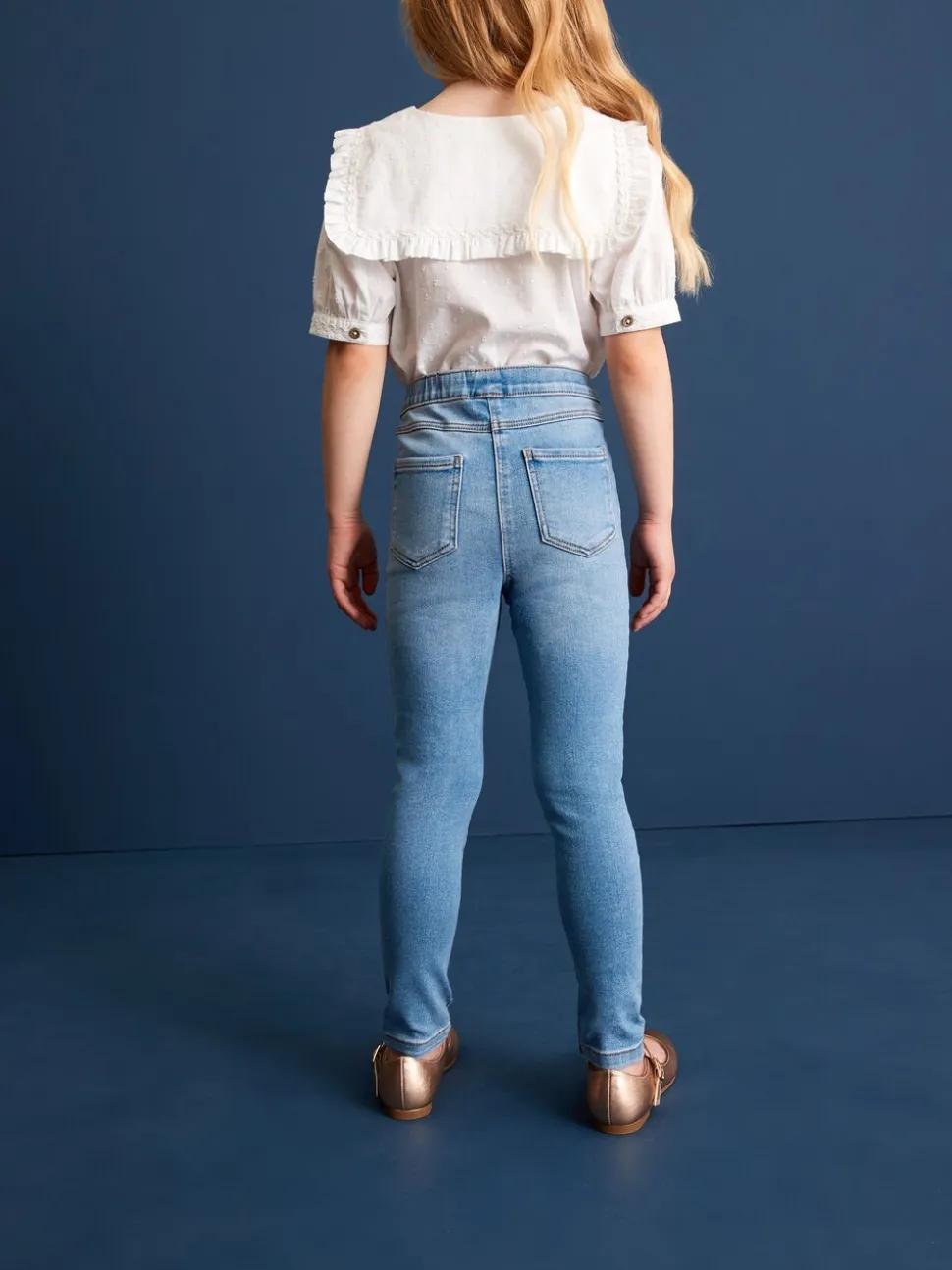 Blauw - Set van 2 jeggings met elastische taille (3-16 jr)