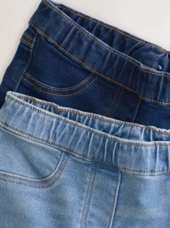 Blauw - Set van 2 jeggings met elastische taille (3-16 jr)