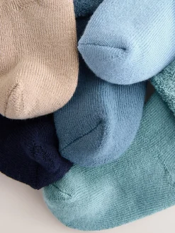 Blauw - Set van 5 paar Baby Handdoeken Sokken (0mnd-2jr)