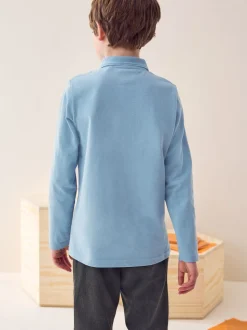 Blauw - Set van 2 poloshirts met lange mouwen (3-16jaar)