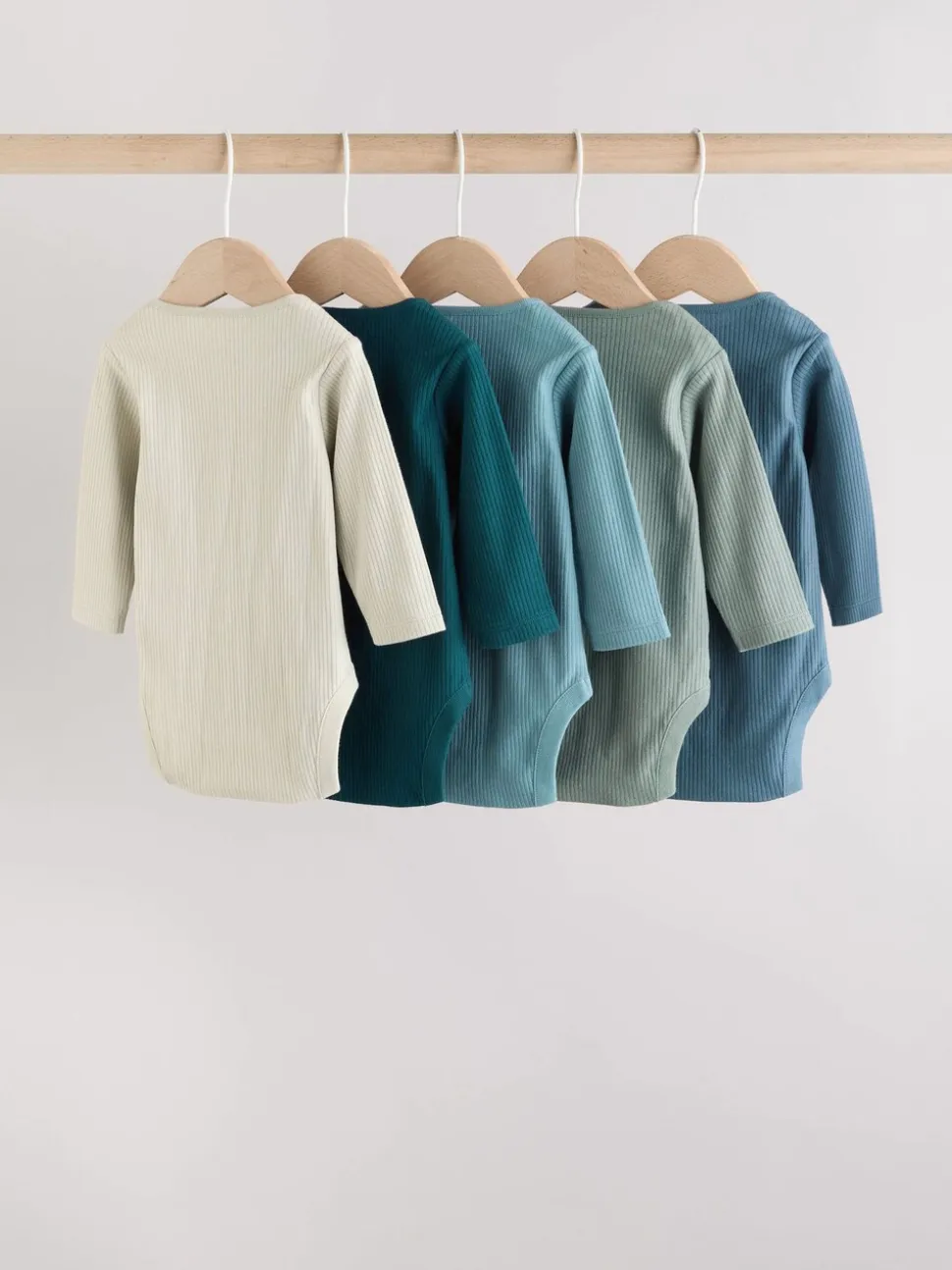 Blauw - Set van 5 rompers met lange mouwen
