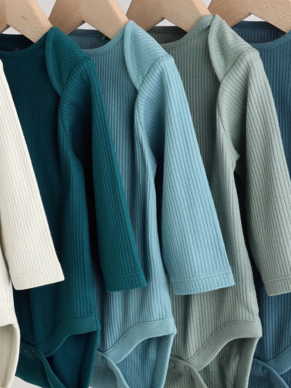 Blauw - Set van 5 rompers met lange mouwen