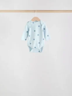 Blauw - Set van 5 rompers met lange mouwen