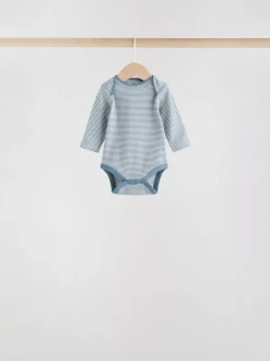 Blauw - Set van 5 rompers met lange mouwen