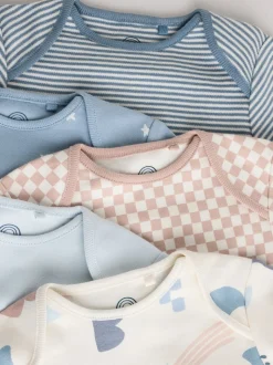 Blauw - Set van 5 rompers met lange mouwen
