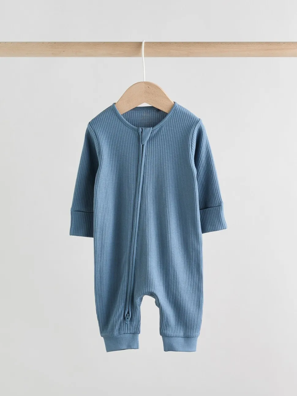 Blauw - Set van 3 voetloze Baby-pyjama's met tweewegrits (0-3jr)