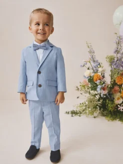 Blauw - Set van blazer, overhemd, broek en vlinderstrik (3mnd -9jr)