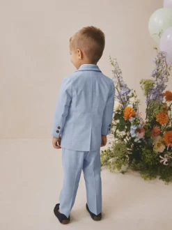 Blauw - Set van blazer, overhemd, broek en vlinderstrik (3mnd -9jr)