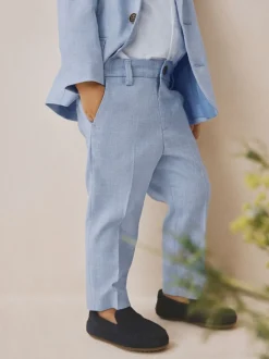 Blauw - Set van blazer, overhemd, broek en vlinderstrik (3mnd -9jr)