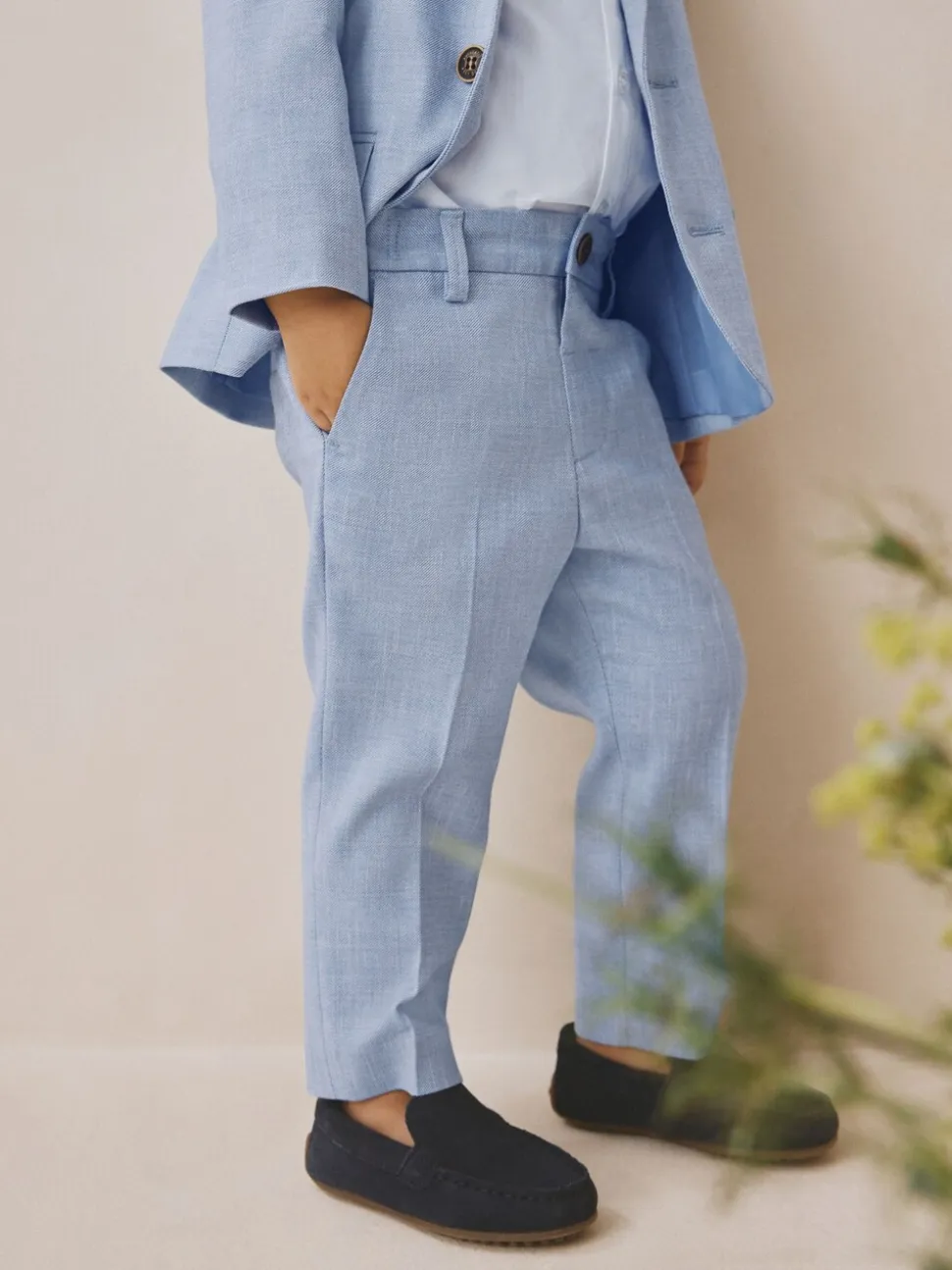 Blauw - Set van blazer, overhemd, broek en vlinderstrik (3mnd -9jr)