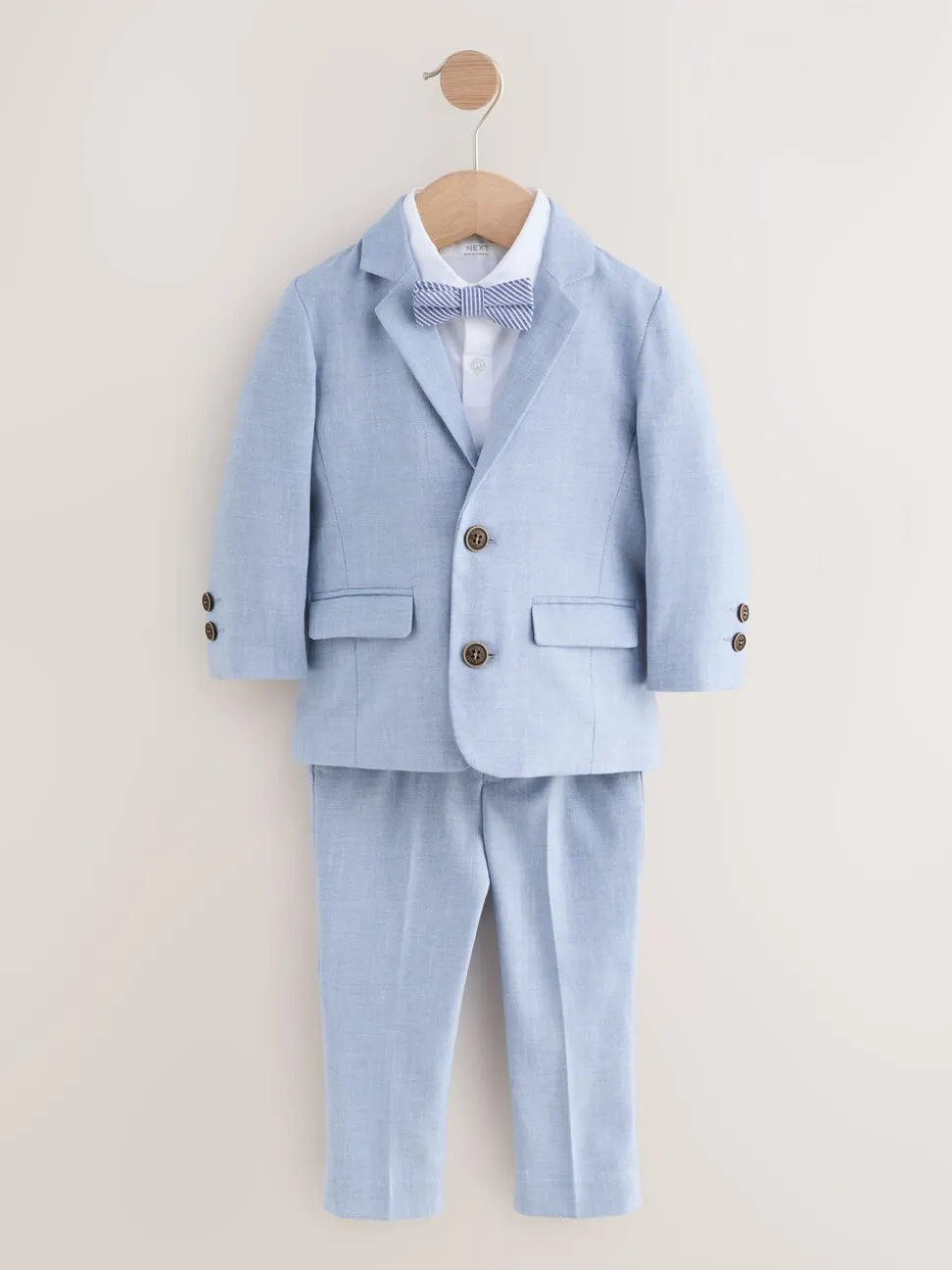 Blauw - Set van blazer, overhemd, broek en vlinderstrik (3mnd -9jr)