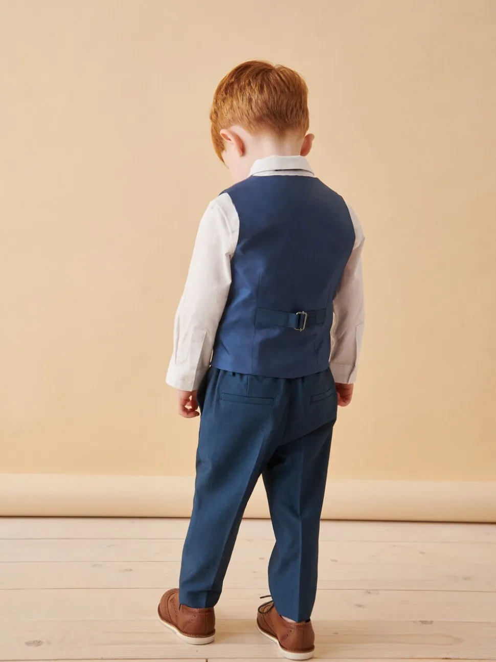 Blauw - Set van gilet, shirt, broek en vlinderstrikje (3mnd-9jr)