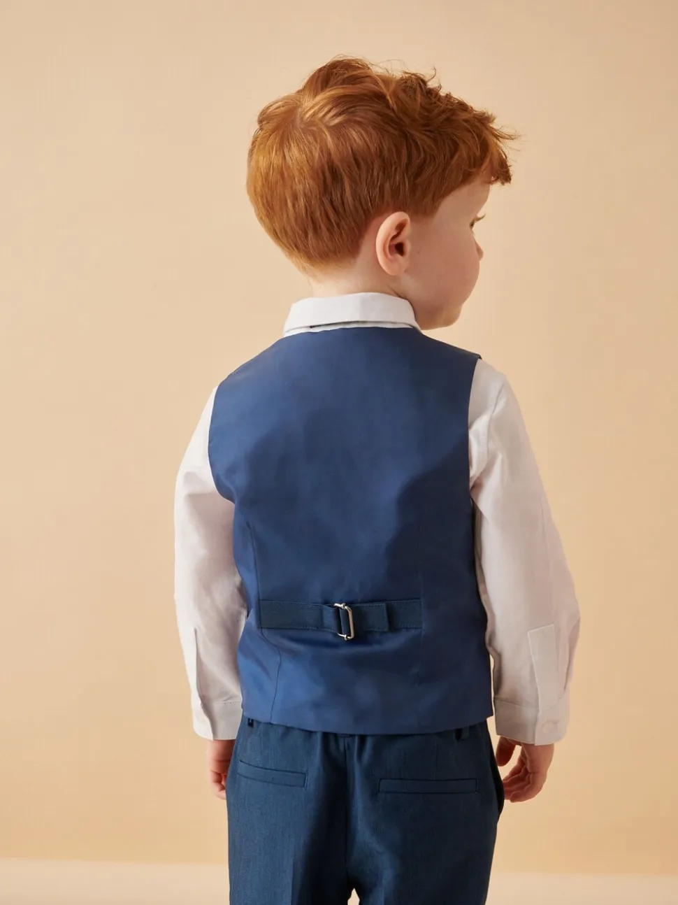 Blauw - Set van gilet, shirt, broek en vlinderstrikje (3mnd-9jr)