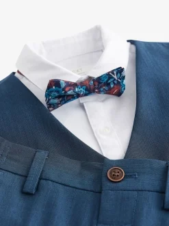 Blauw - Set van gilet, shirt, broek en vlinderstrikje (3mnd-9jr)