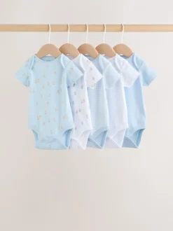 Blauw - Short Sleeve Baby Bear Bodysuit
